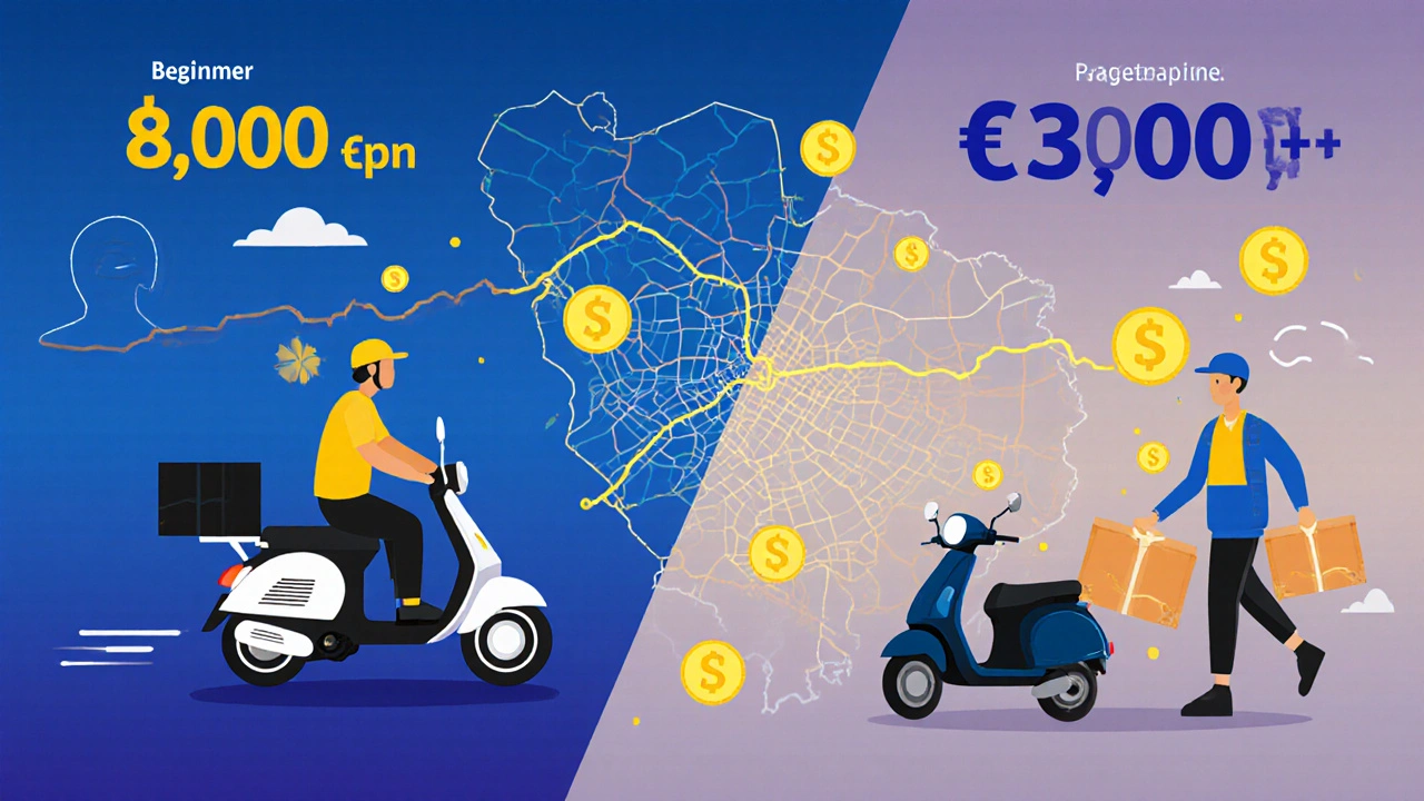 Схема розвитку кур&#039;єра: від одного самоката до команди з кількома доставками.