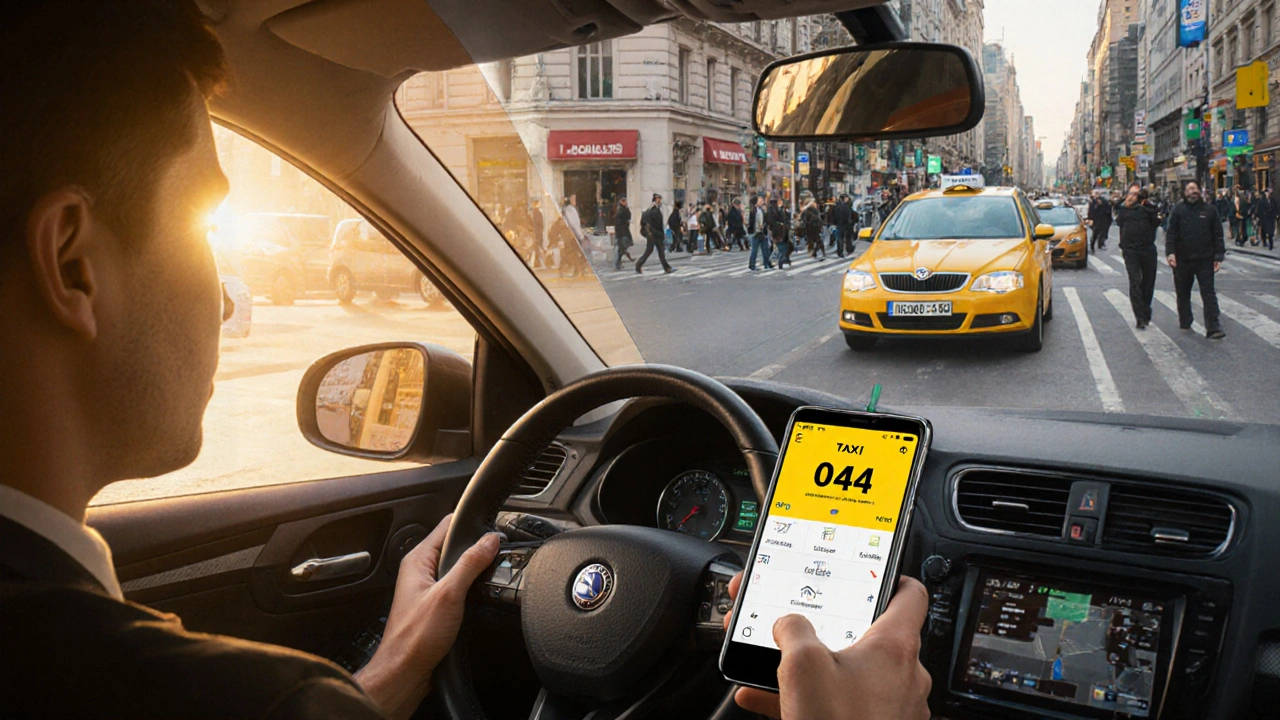 Водій працює одночасно на двох таксі-компаніях у Києві під час пікових годин.