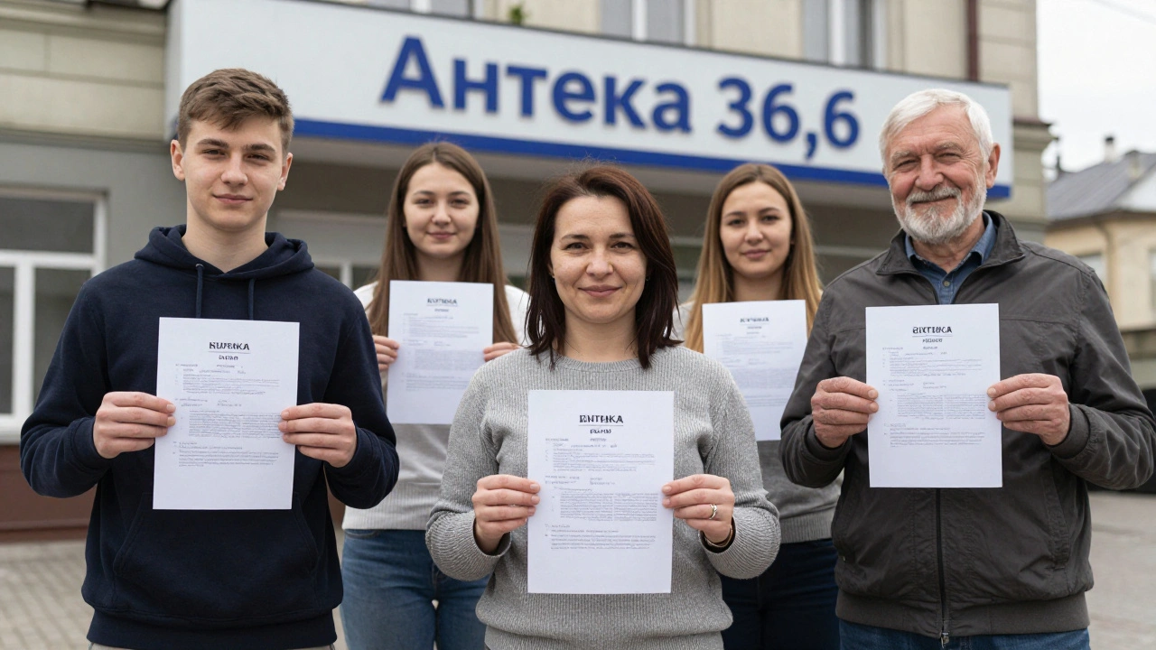 Різні люди стоять перед аптекою з резюме, виглядаючи впевнено та спокійно.