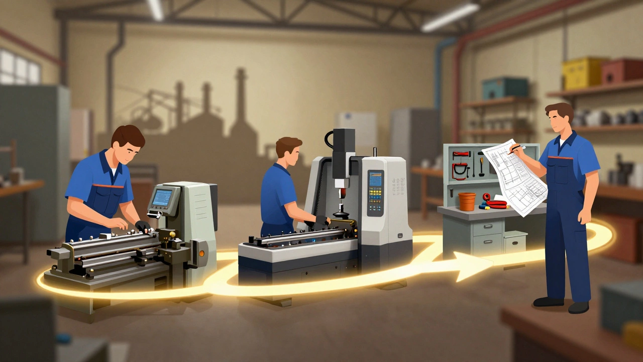 Діаграма розвитку токаря: від новачка до досвідченого фахівця.