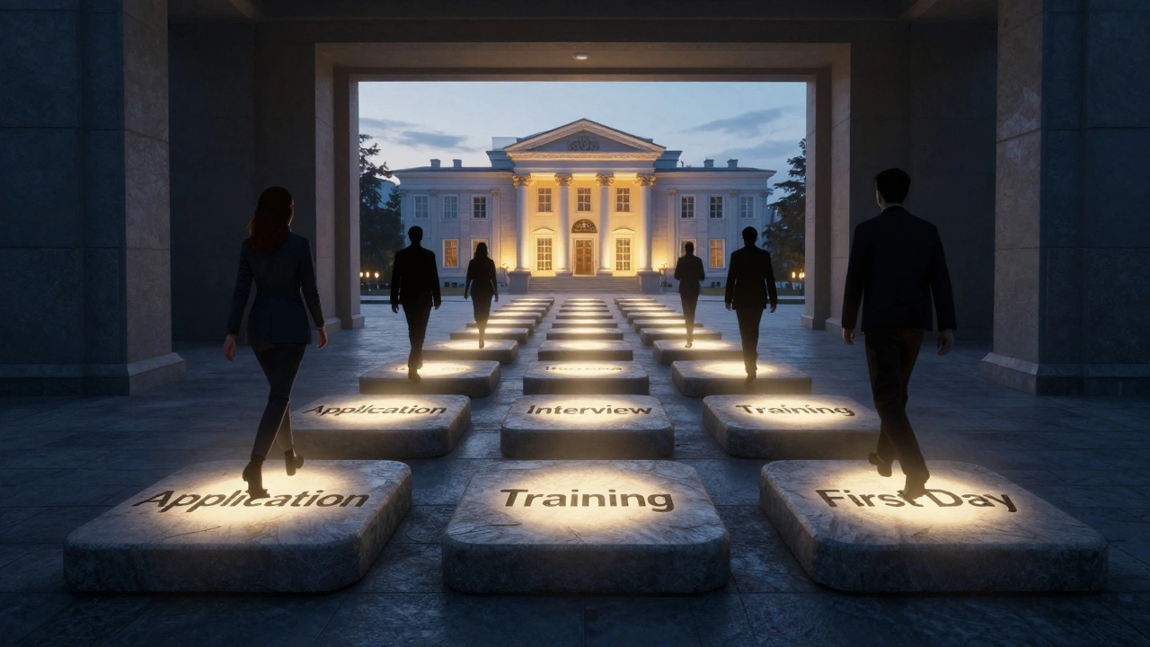 Символічний шлях до роботи в банку: кроки від подачі заявки до першого дня роботи.