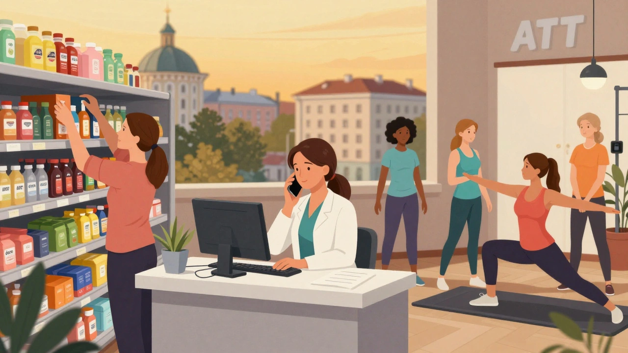 Група жінок різного віку працює в різних професіях на Лівому берегу Києва.