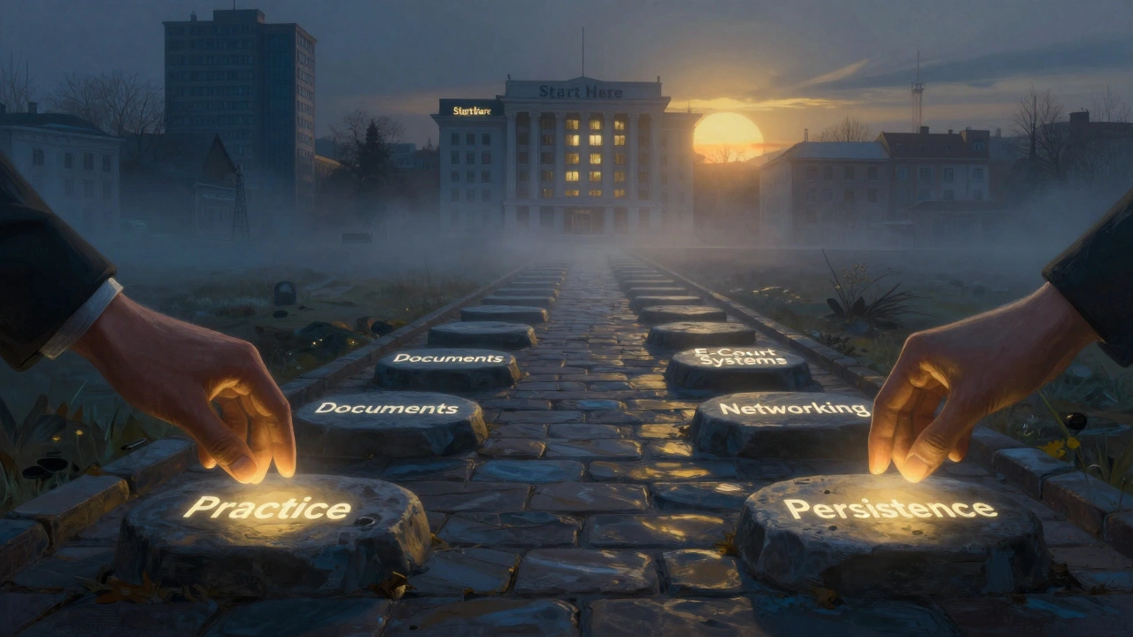 Символічний шлях до юридичної кар’єри в Києві з кроками: практика, документи, е-суд.